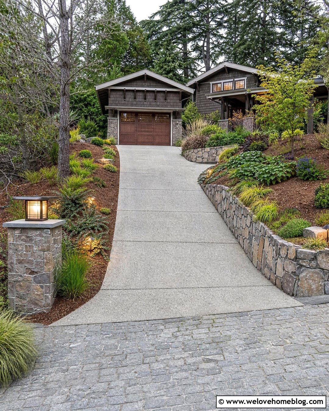 Sloped Driveway Entrance - 35 End Of Driveway Entrance Ideas