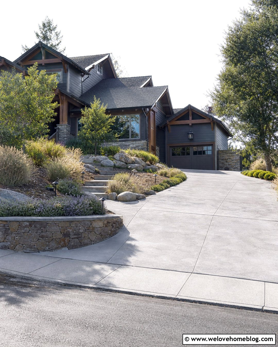 Sloped Driveway Extension With Retaining Wall - 30 Extended Driveway Ideas