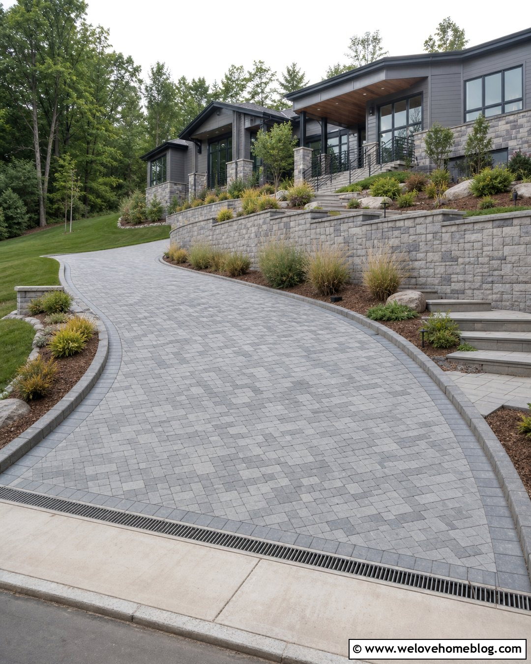 Sloped Driveway Extension With Retaining Wall - 20 Extend Driveway Ideas