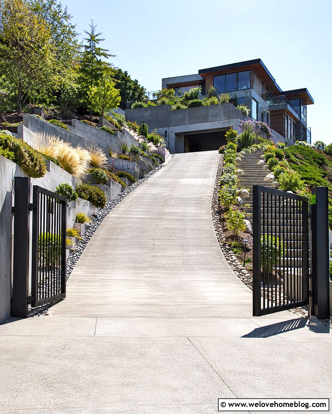 Sloped Driveway Folding Gate
