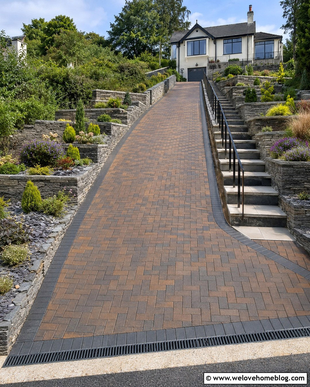 Sloped Driveway Front Garden With Retaining Walls - 20 driveway front garden uk ideas