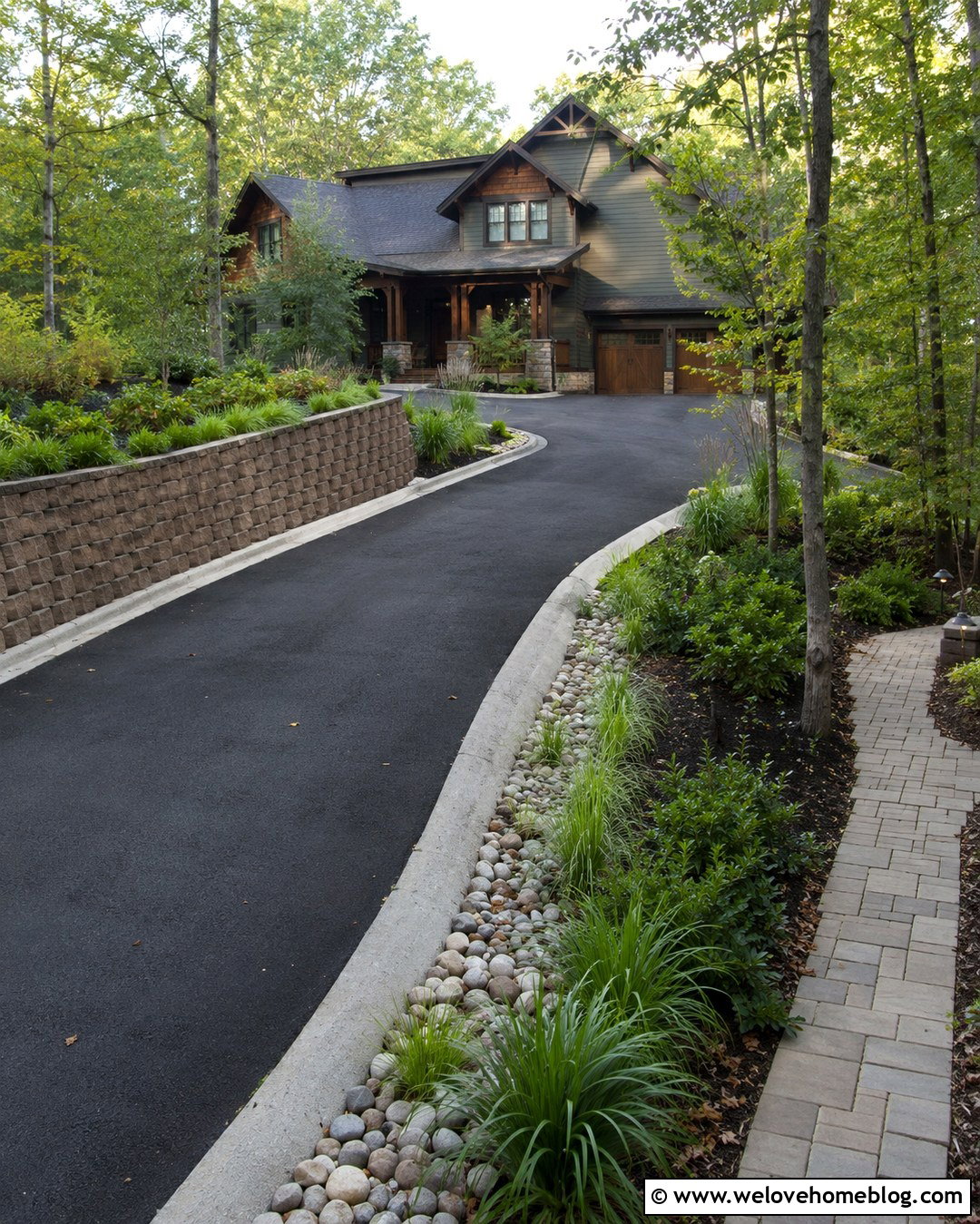 Sloped Driveway Retaining Wall With Drainage Swale - 20 Sloped Driveway Retaining Wall Ideas