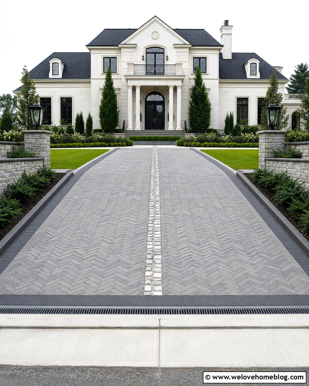 Sloped Driveway With Center Drainage