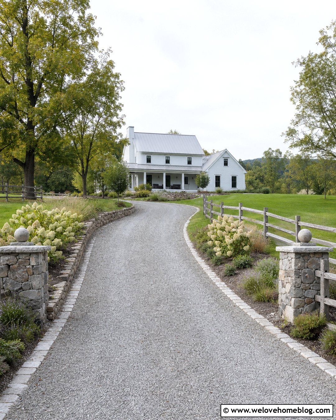 Sloped Driveway With Farmhouse Landscaping - 35 Sloped Driveway Landscaping Ideas