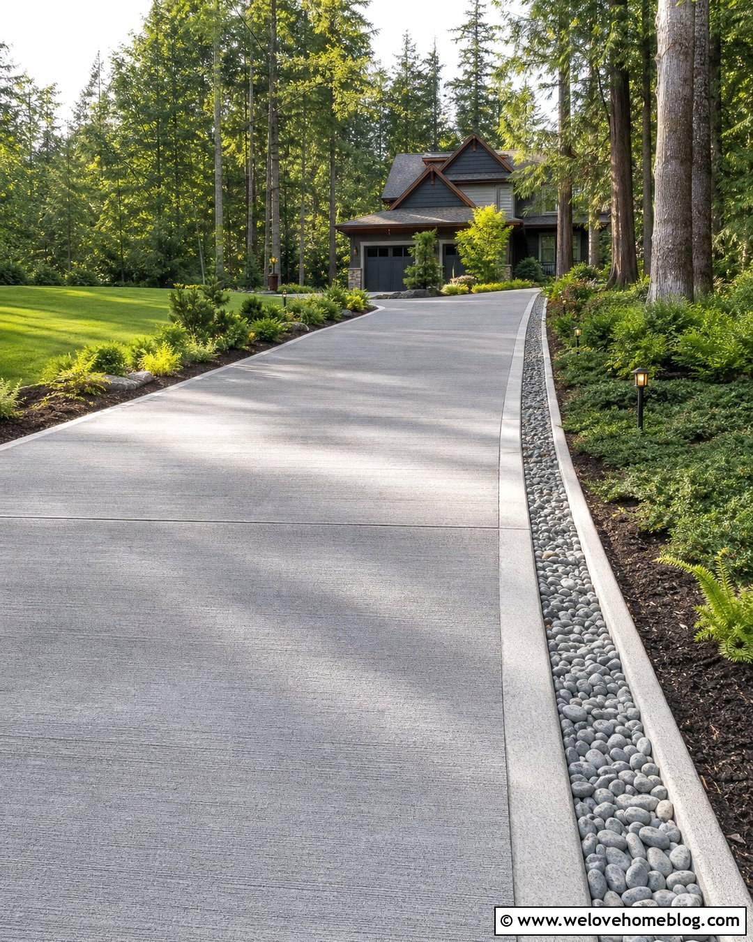 Sloped Driveway With French Drain Border - 30 sloped driveway ideas