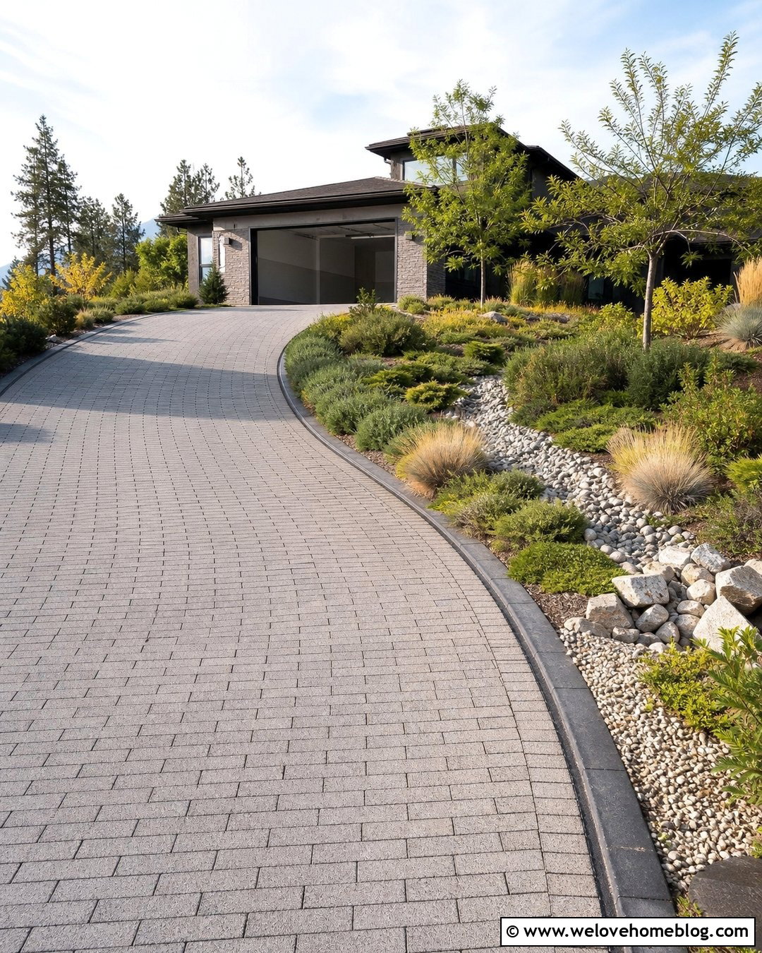 Sloped Driveway With Native Groundcover Banks - 30 sloped driveway ideas