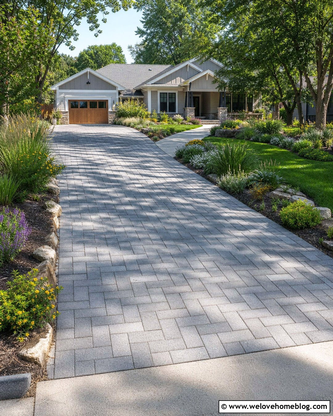 Sloped Driveway With Native Planting - 35 Sloped Driveway Landscaping Ideas