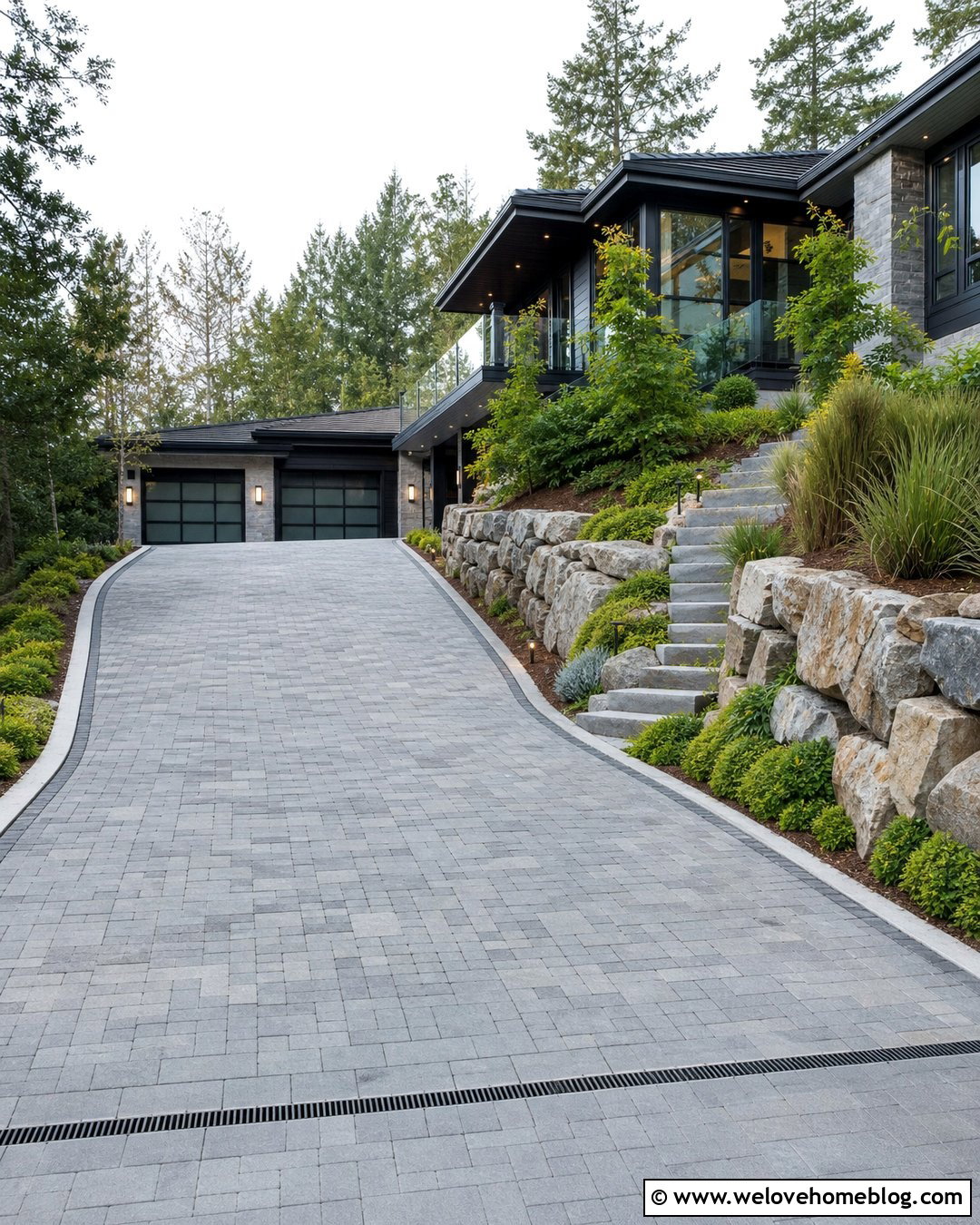 Sloped Driveway With Retaining Wall - 40 widen driveway ideas