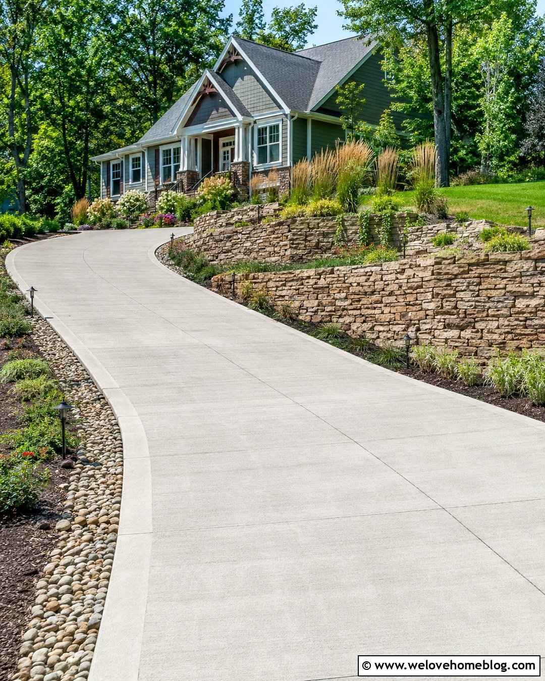 Sloped Driveway With Retaining Wall Landscaping - 20 landscape by driveway ideas