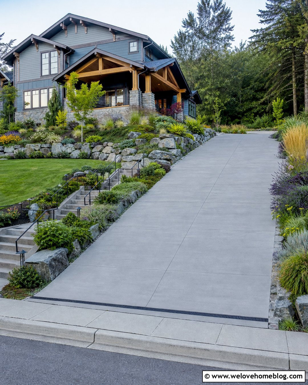 Sloped Driveway With Retaining Wall Landscaping - 25 Front House Driveway Ideas