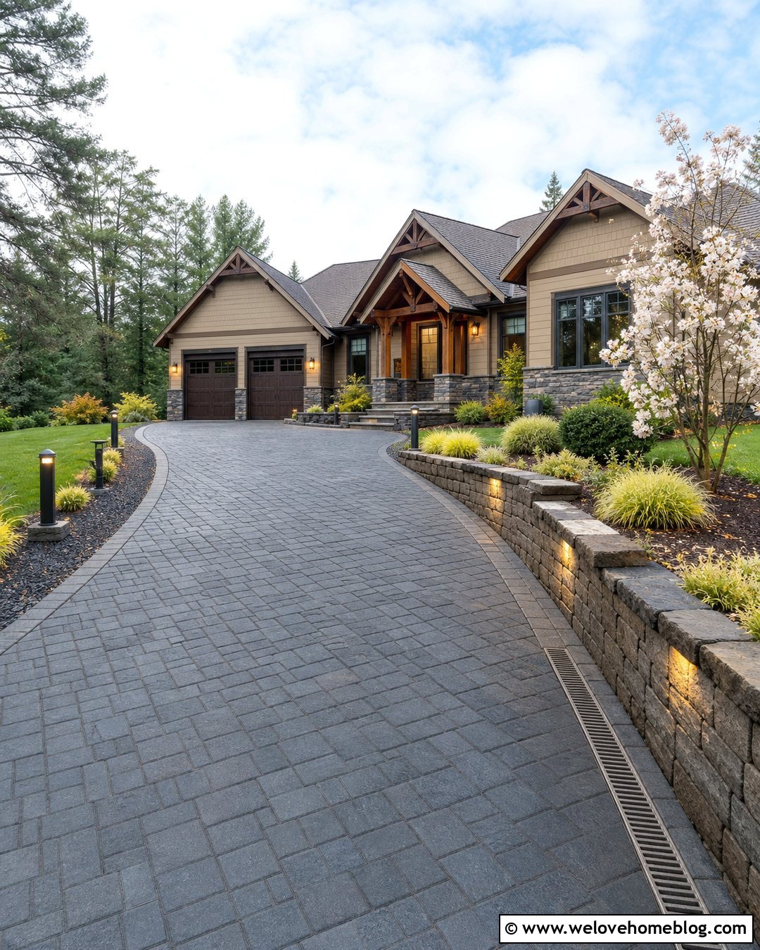 Sloped Driveway With Retaining Wall Lighting - 30 sloped driveway ideas