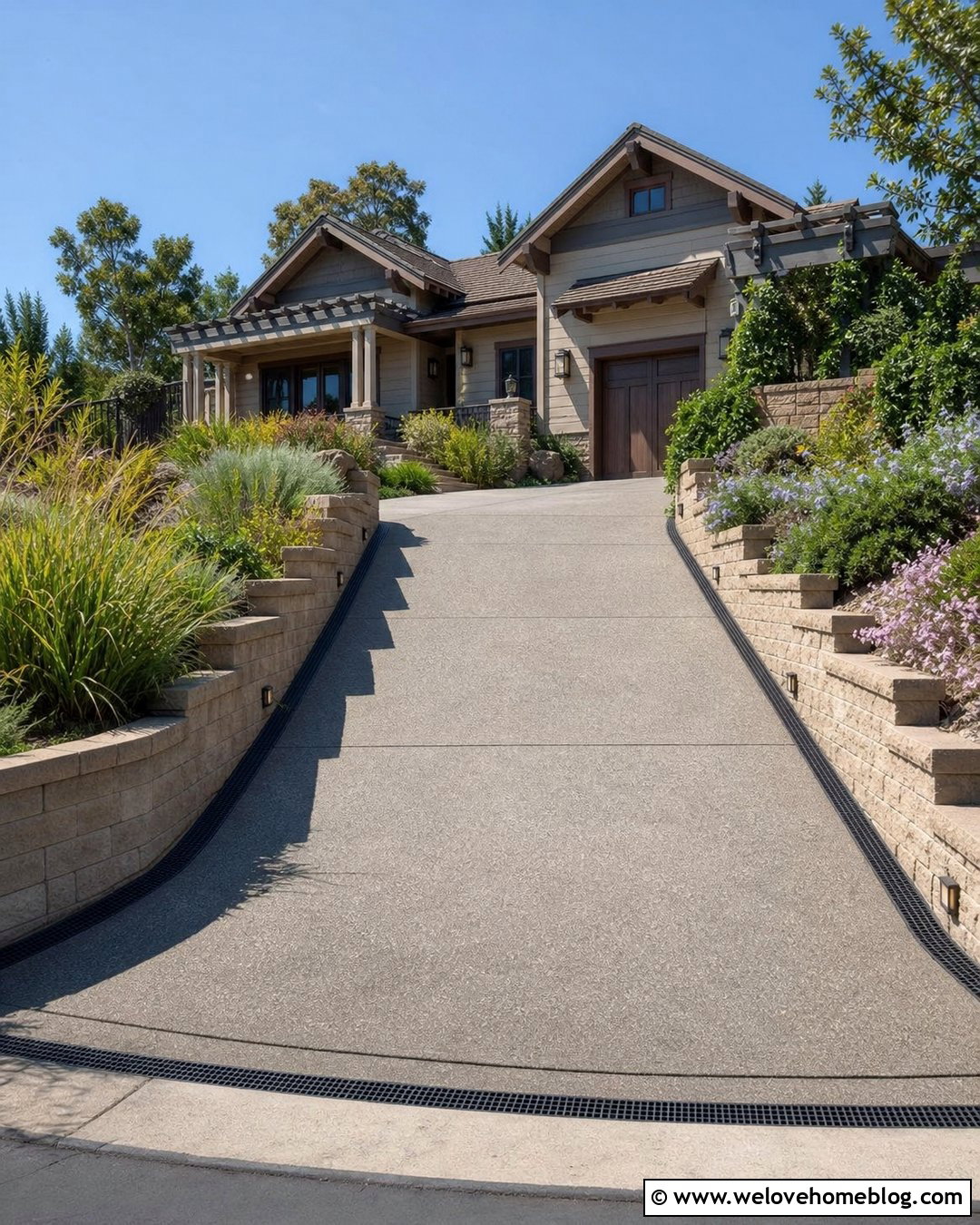 Sloped Driveway With Retaining Walls - 35 home driveway ideas