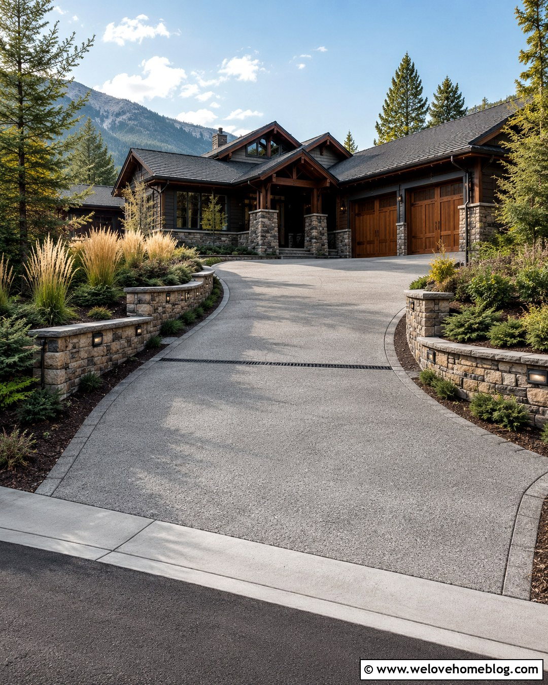 Sloped Driveway With Retaining Walls - 20 Creative Driveway Ideas