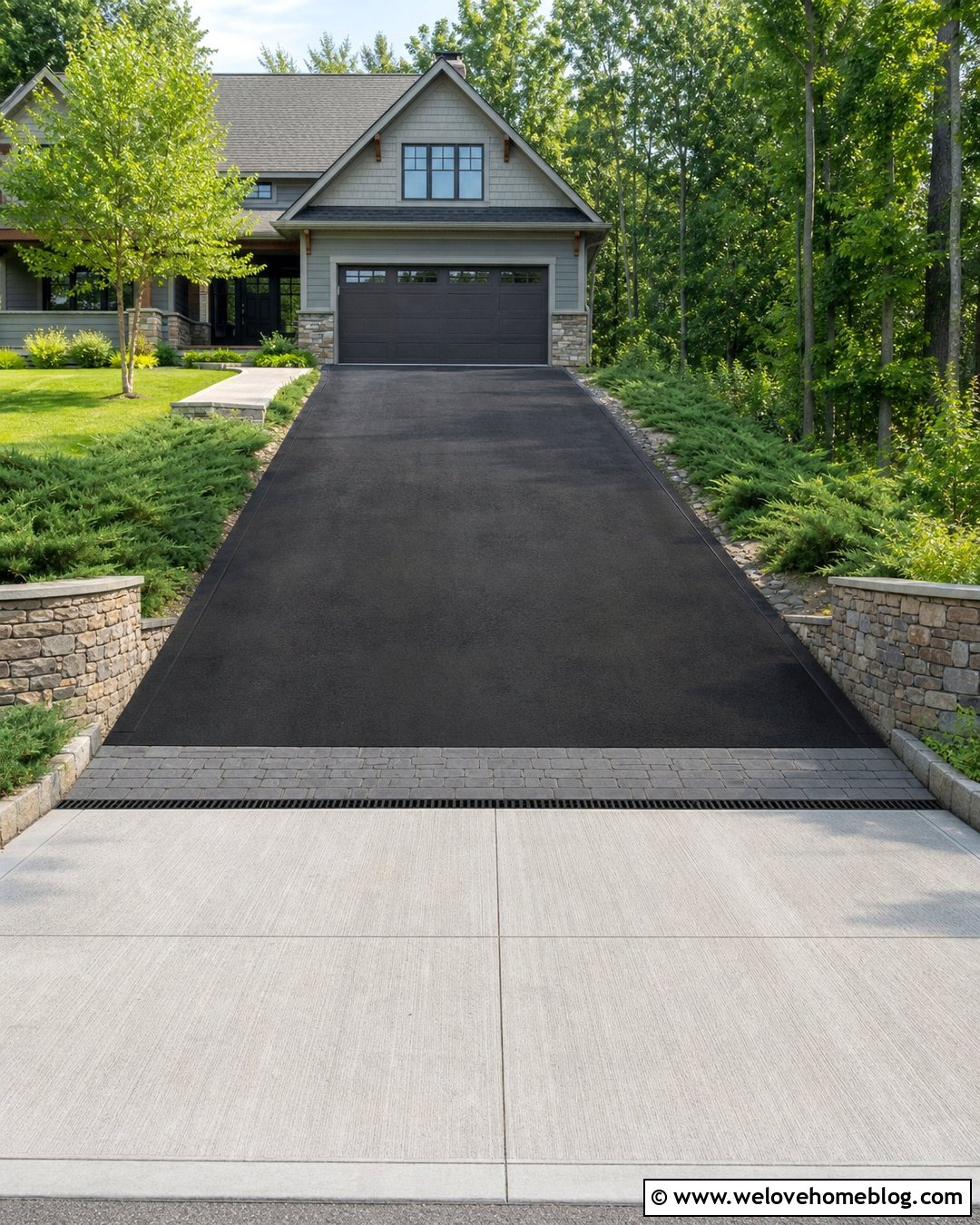 Sloped Driveway With Smooth Garage Apron - 30 sloped driveway ideas