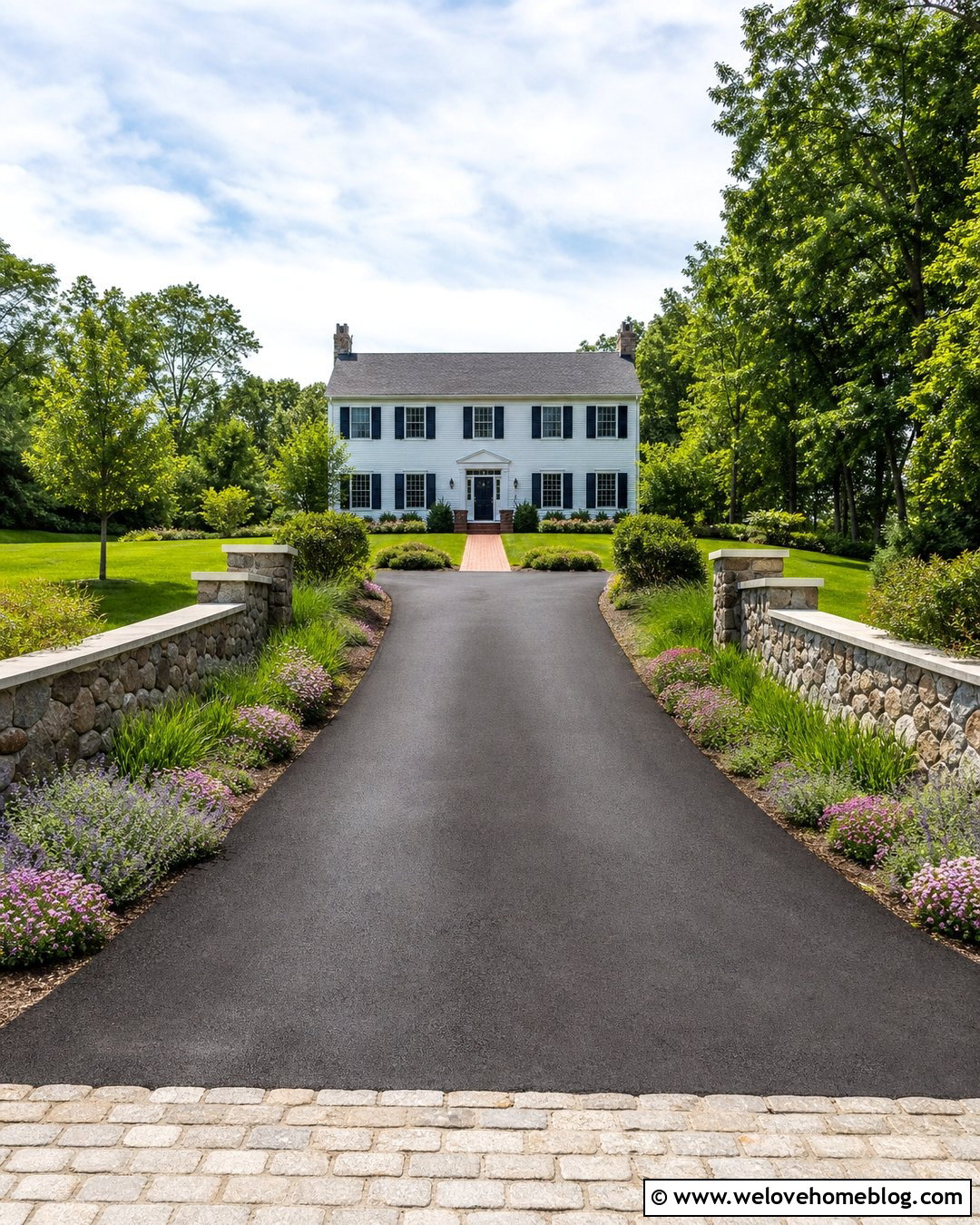 Sloped Driveway With Split Retaining Walls - 35 Sloped Driveway Landscaping Ideas
