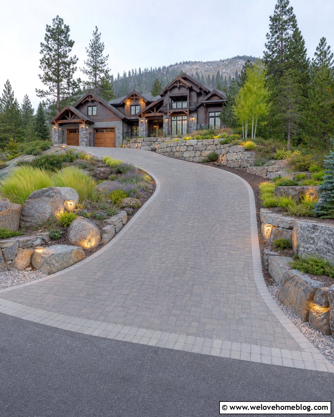Sloped Front Driveway With Retaining Walls - 45 Front Driveway Ideas