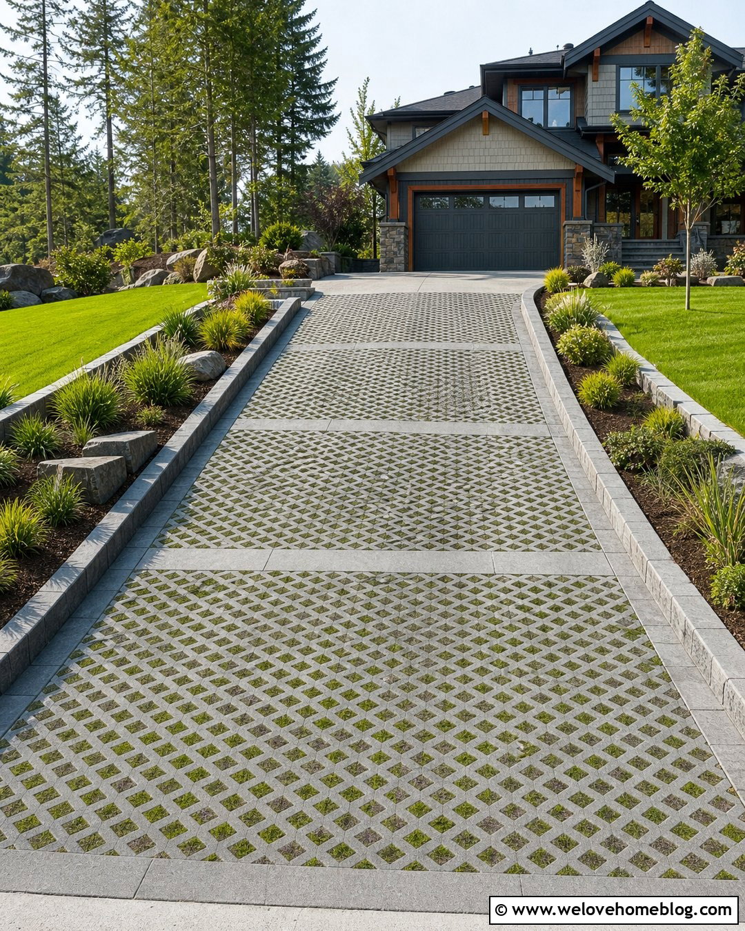 Sloped Grass Paver Driveway - 20 drivable grass driveways ideas