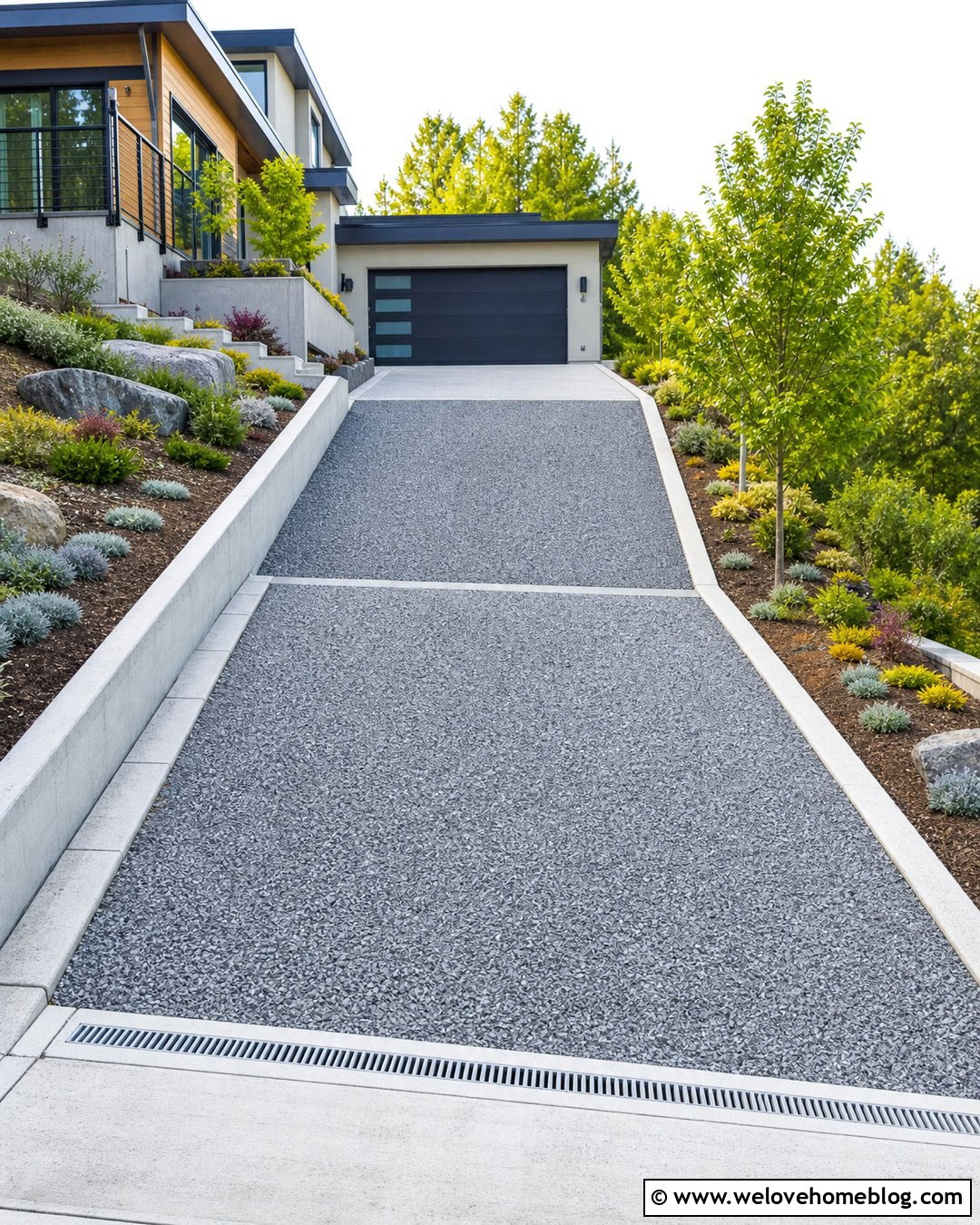 Sloped Gravel Driveway With Concrete Edges - 50 gravel driveway ideas