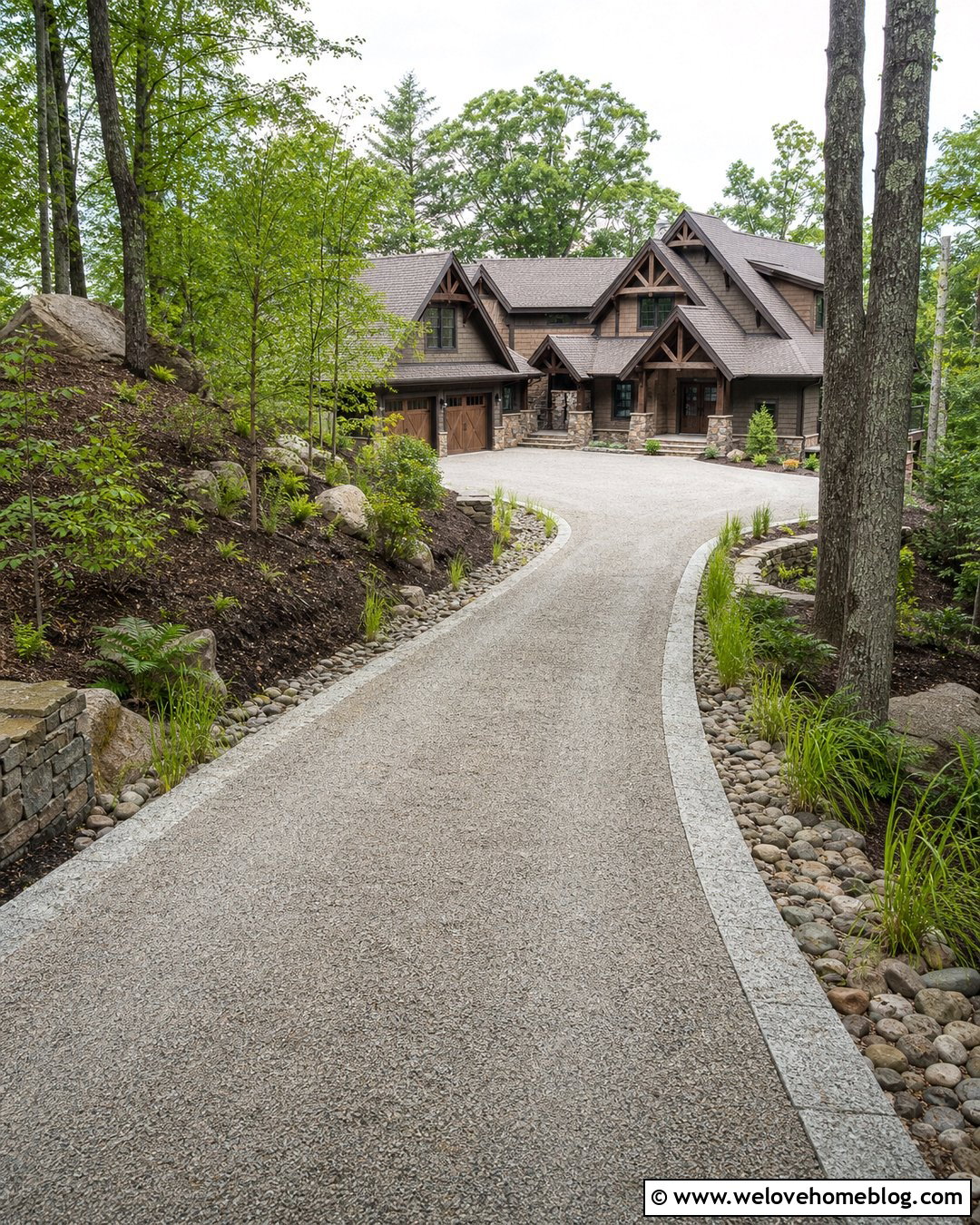 Sloped Gravel Driveway With Drainage Swales - 20 Large Gravel Driveway Ideas