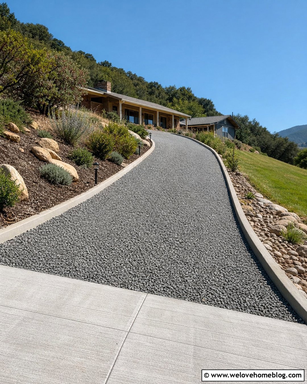 Sloped Gravel Driveway With Raised Concrete Border - 20 Gravel Driveway With Concrete Border Ideas