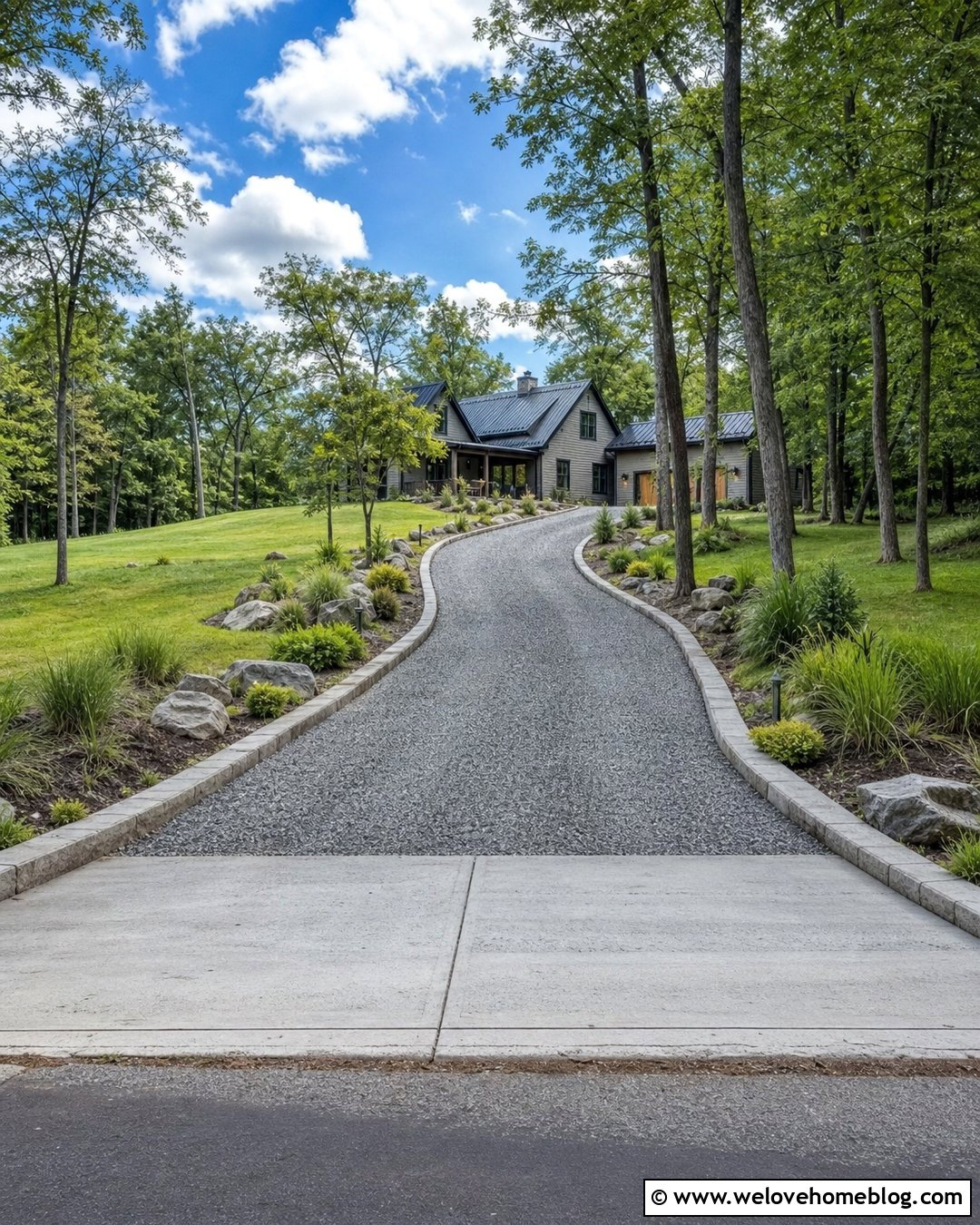 Sloped Gravel Driveway With Stabilization Grid - 30 sloped driveway ideas