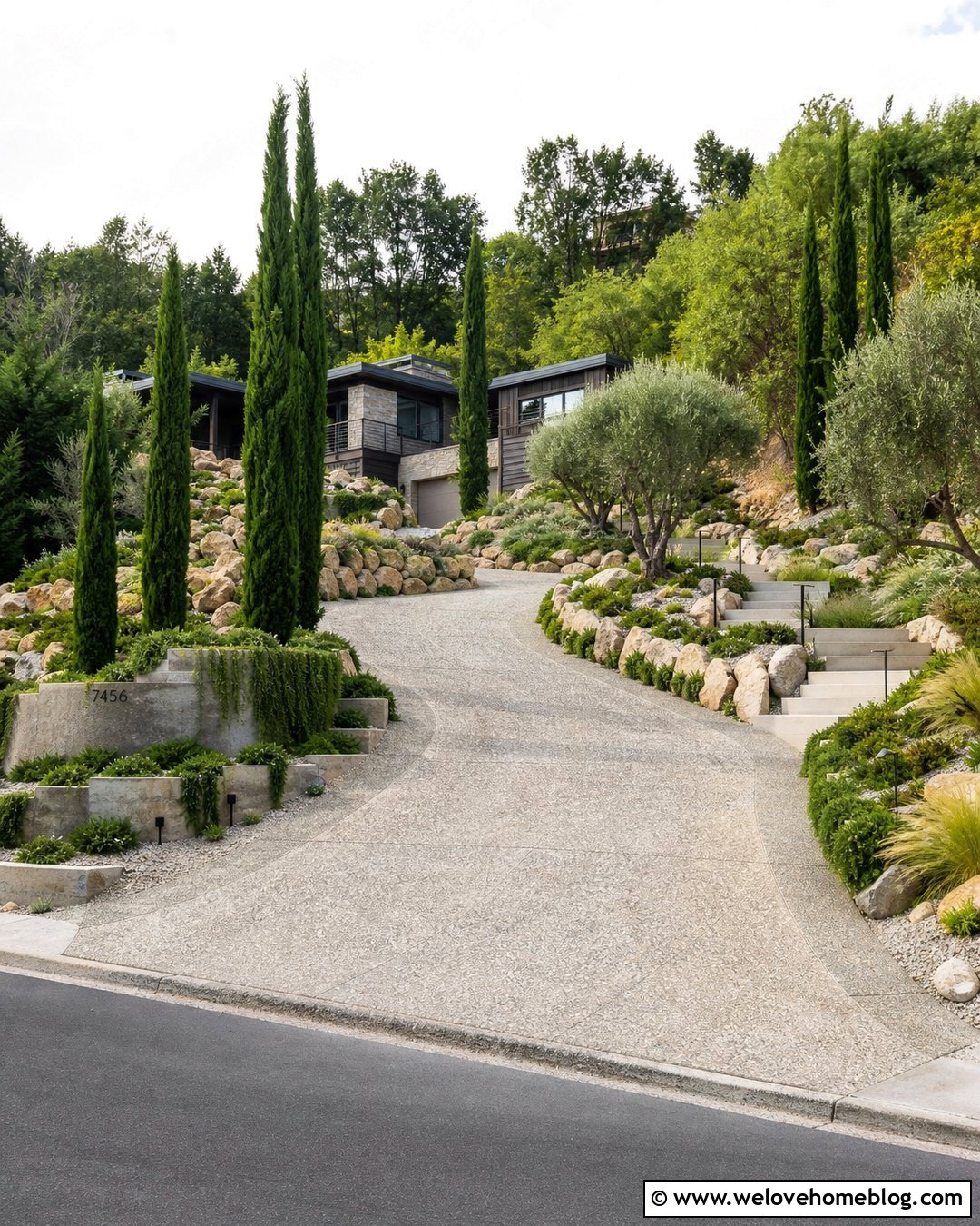 Sloped Italian Cypress Driveway - 20 Italian Cypress Driveway Ideas