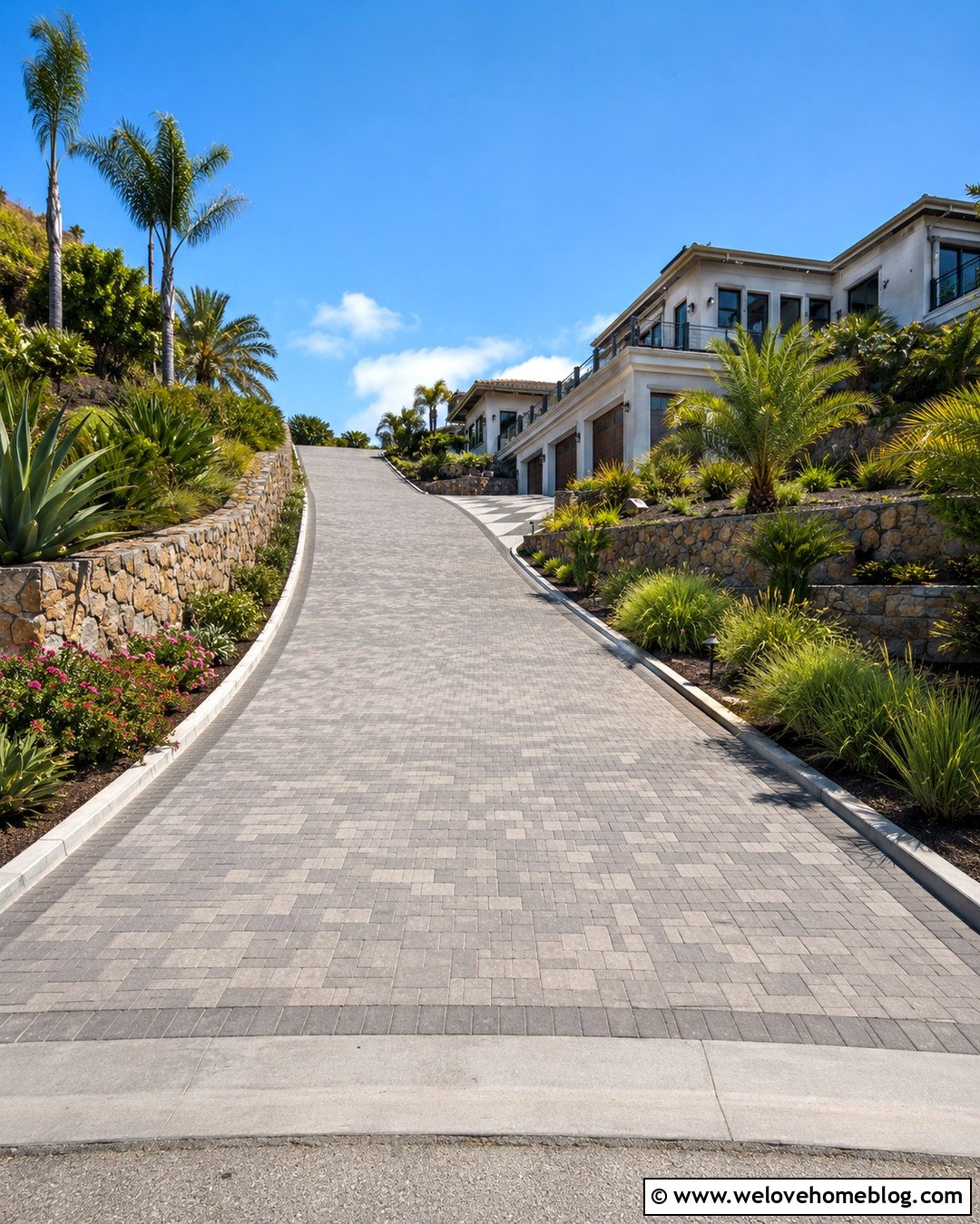 Sloped Palm Tree Driveway