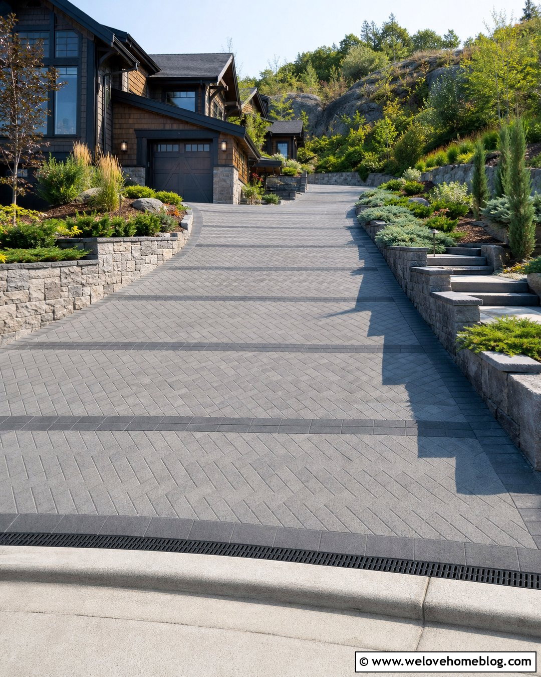 Sloped Paver Driveway - 20 Parking Pavers Driveways Ideas