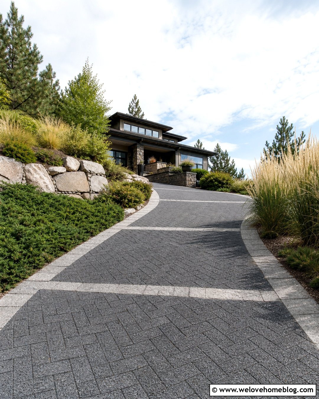 Sloped Permeable Paver Driveway - 20 Driveway Permeable Ideas