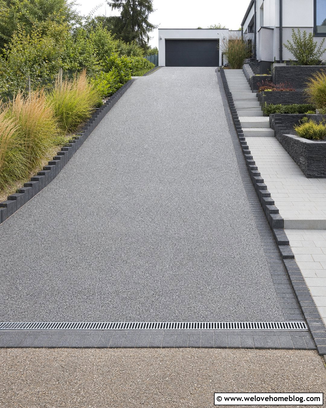 Sloped Resin Driveway With Drainage Channel - 20 Resin Drives Driveways Ideas