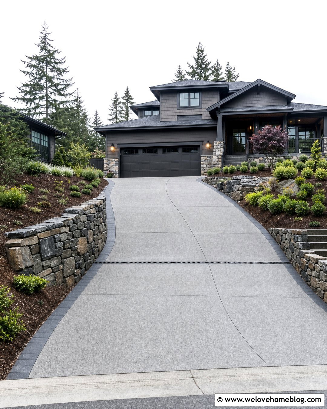 Sloped Sand Finish Concrete Driveway - 20 Sand Finish Concrete Driveway Ideas