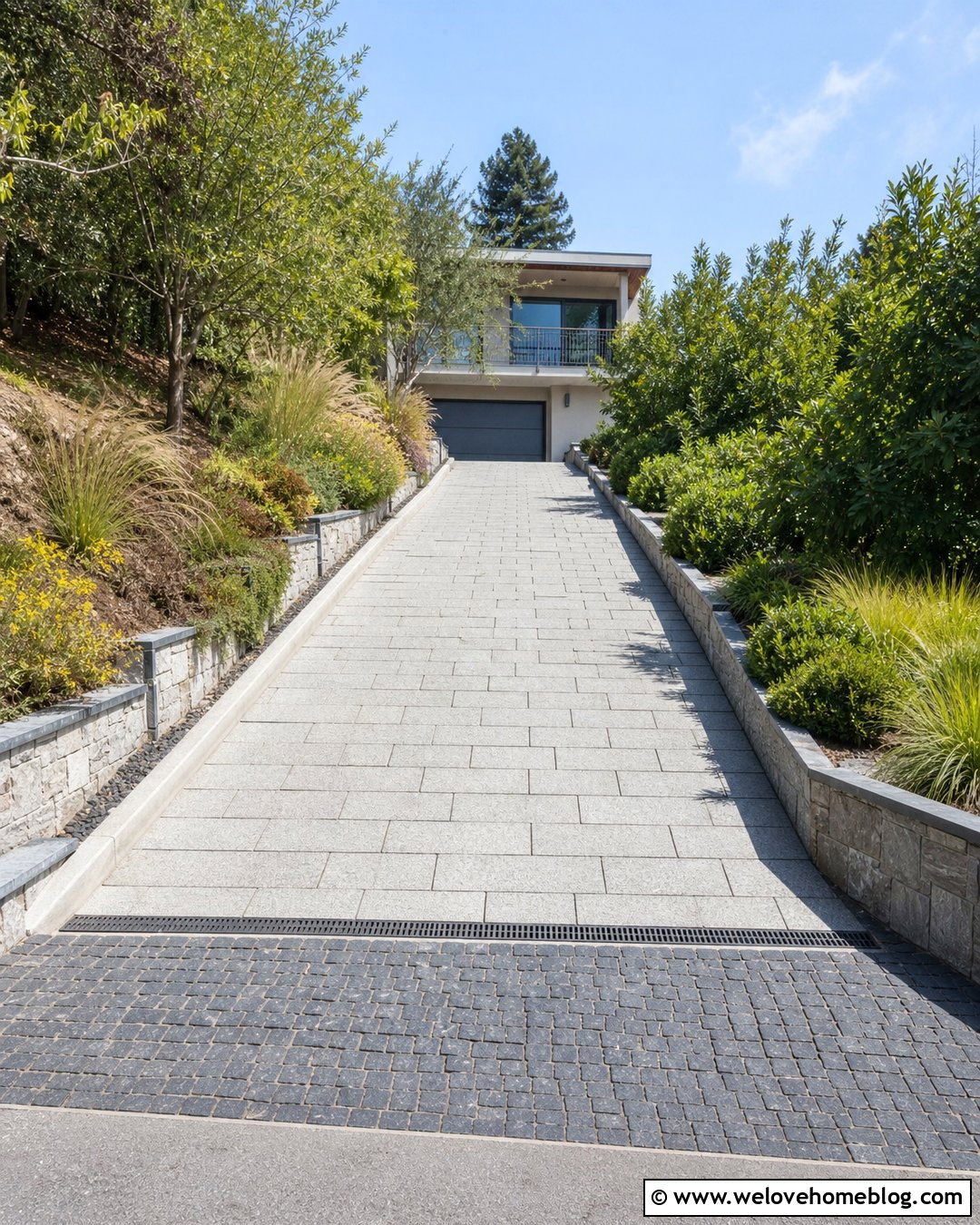 Sloped Shingle Driveway With Gravel Grid - 25 Shingle Driveway Ideas