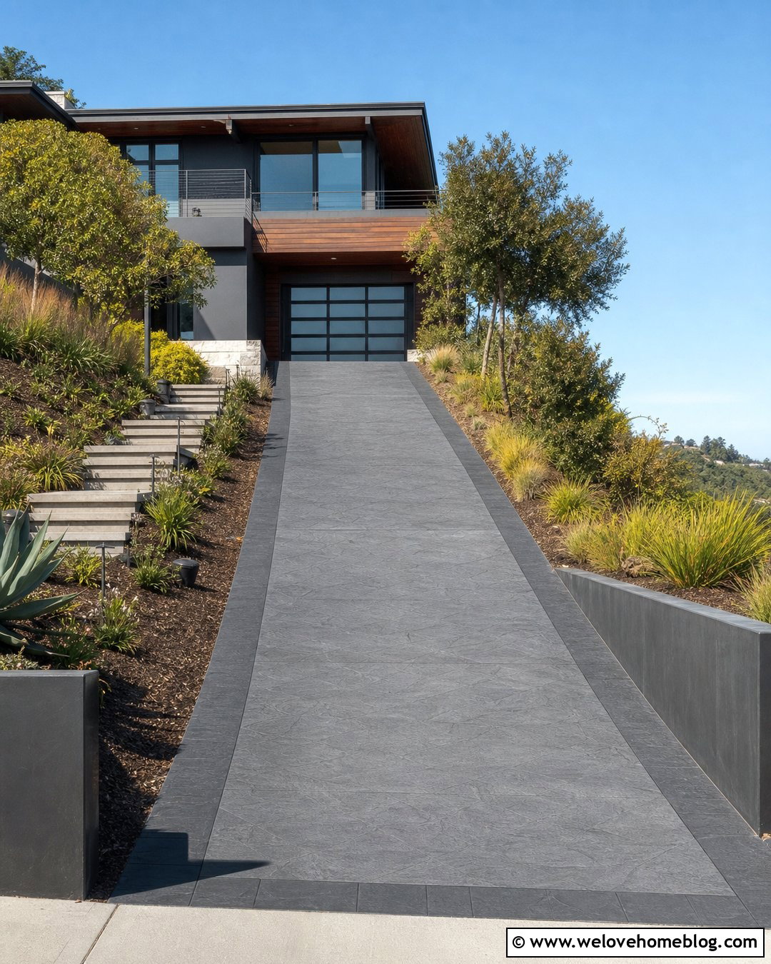 Sloped Stamped Concrete Driveway - 35 Stamped Concrete Driveway Ideas
