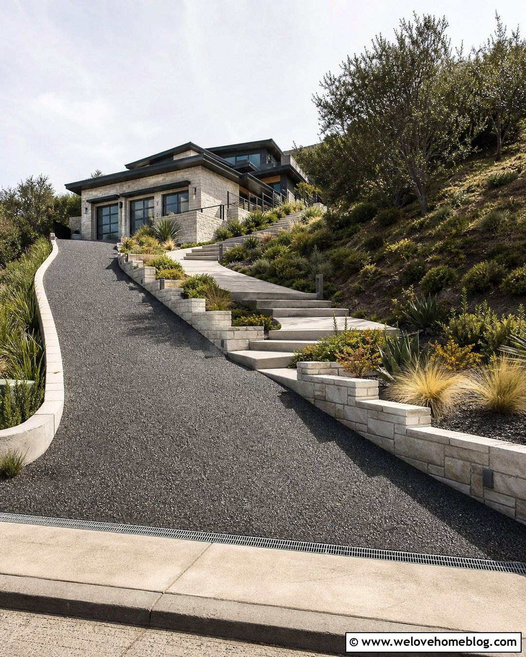 Sloped Walkway From Driveway - 25 Walk Way To Front Door From Driveway Ideas