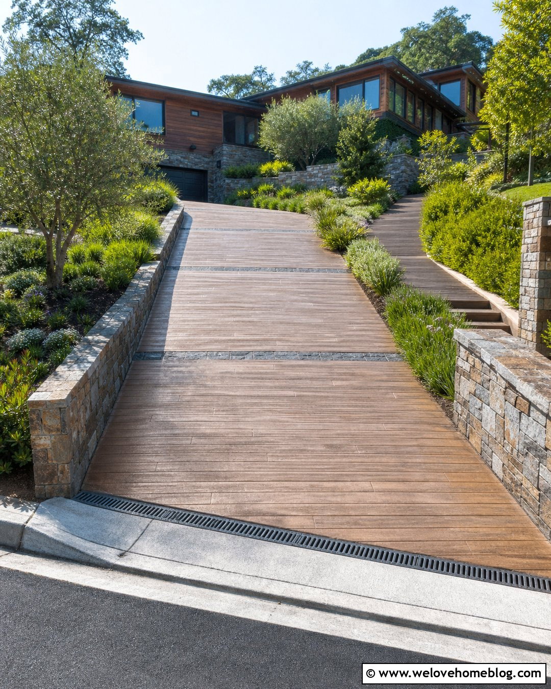 Sloped Wood Driveway