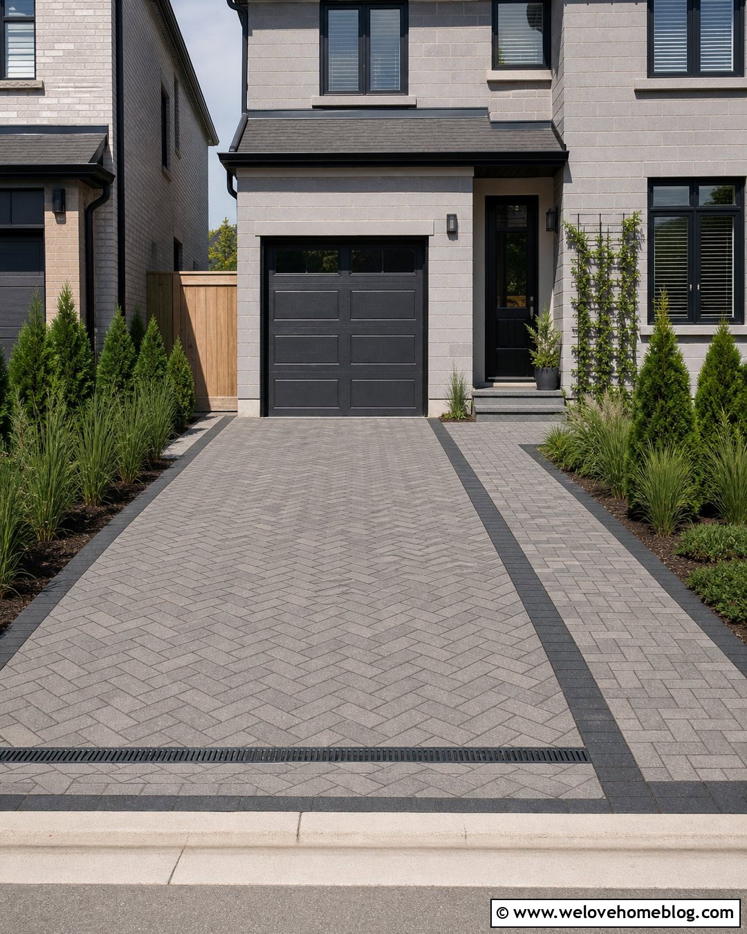 Small Block Paving Driveway With Simple Border