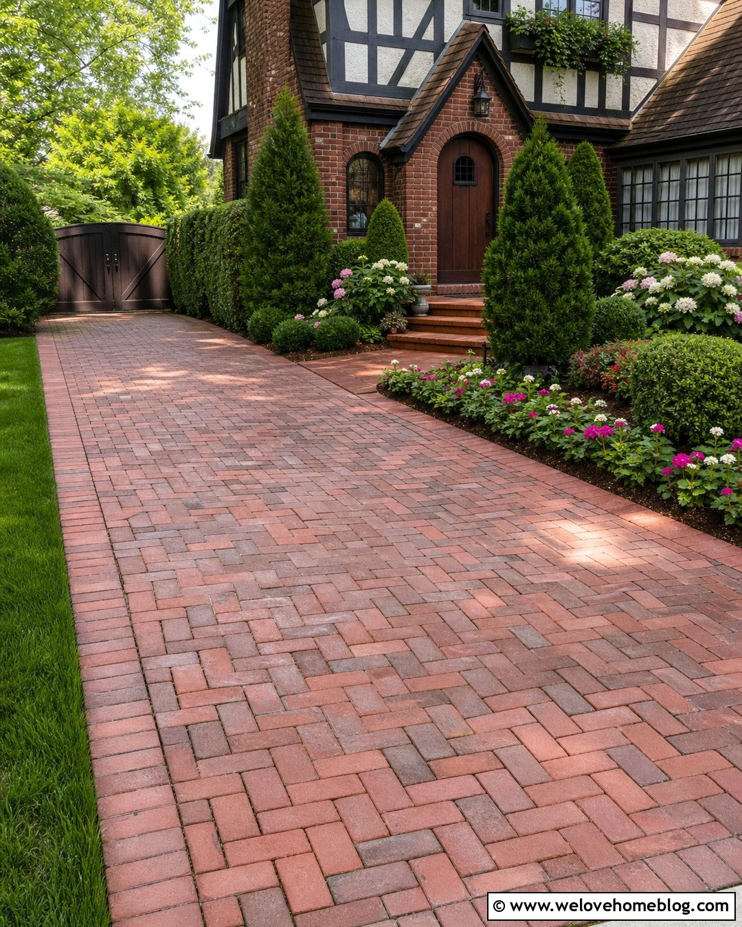 Small Brick Driveway With A Basketweave Pattern - 40 small driveway ideas