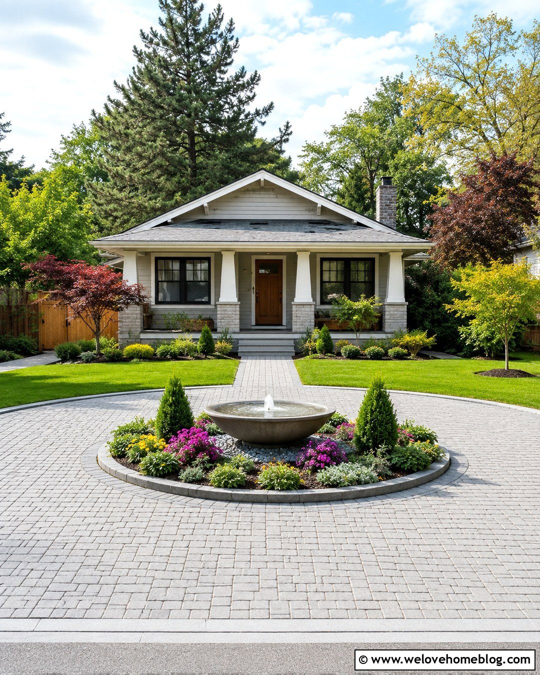 Small Circle Driveway With Compact Fountain - 20 circle driveway with fountain ideas