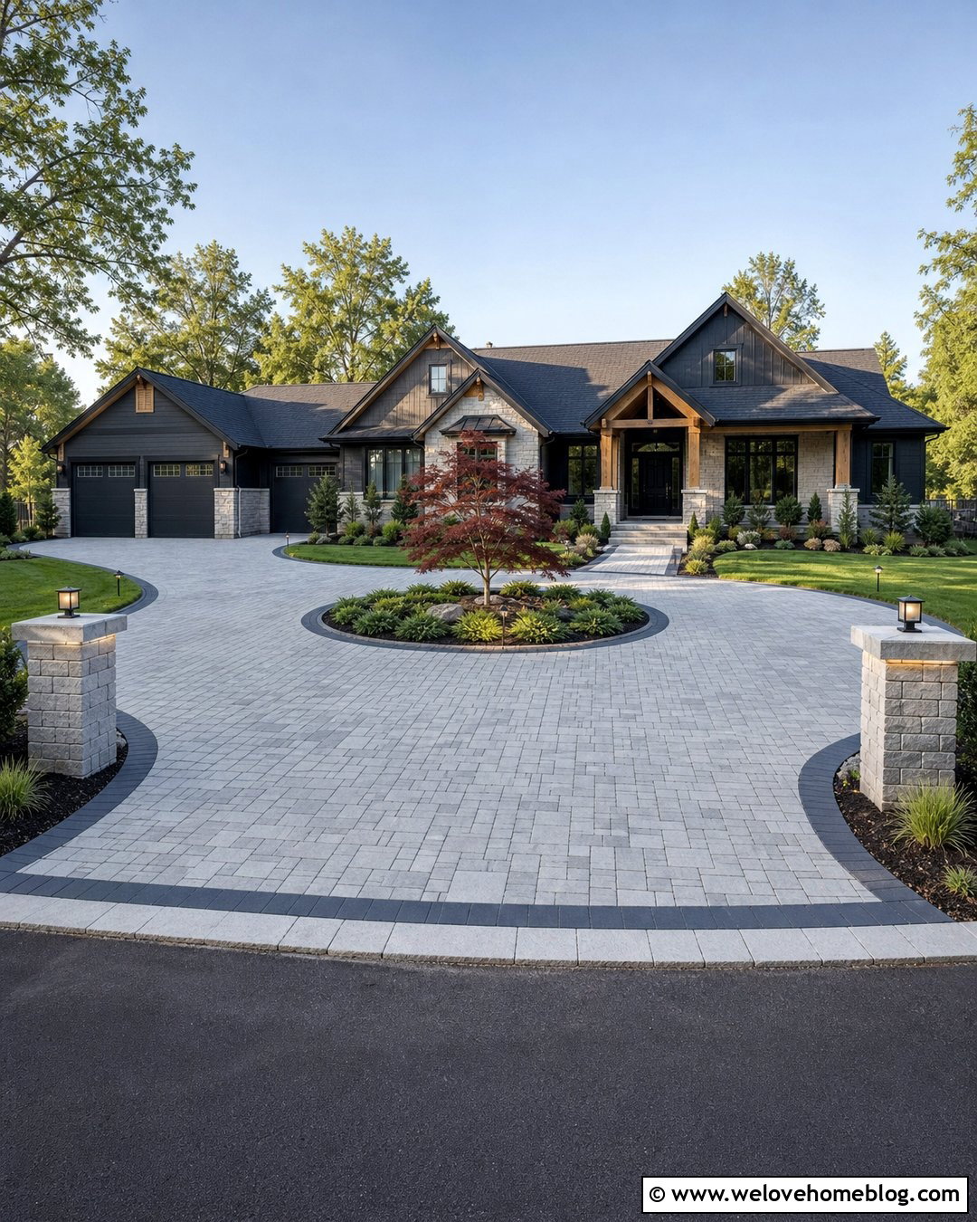 Small Circle Driveway With Lighting - 25 Small Circle Driveway Ideas