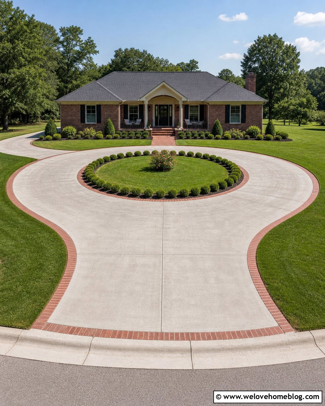 Small Circular Driveway With Brick Border - 20 Small Circular Driveway Ideas