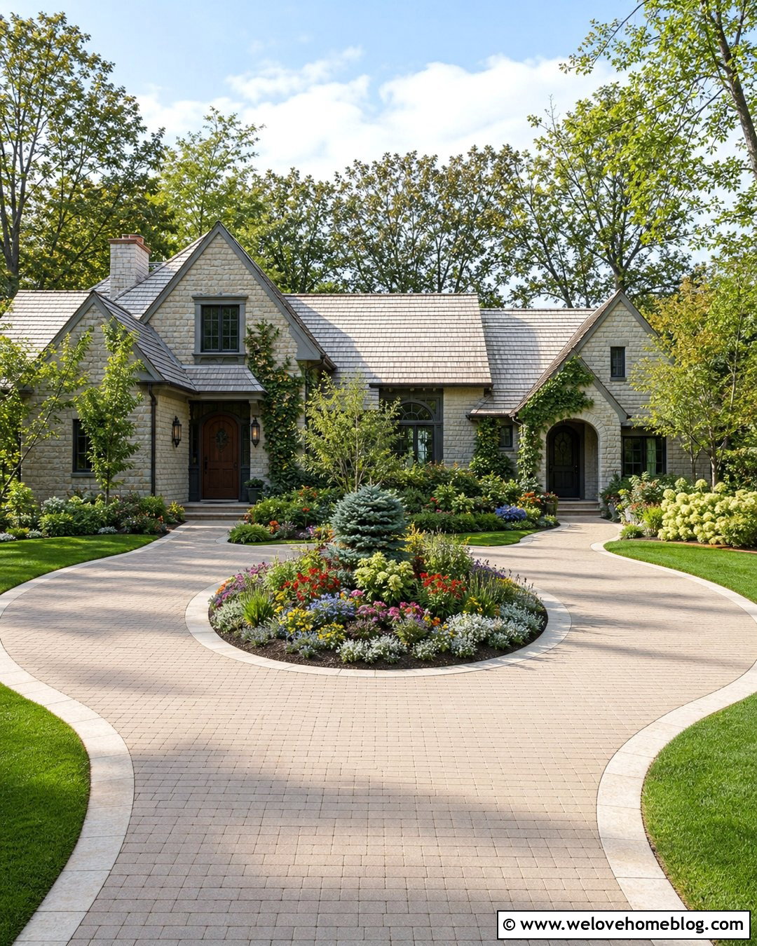Small Circular Driveway With Flower Bed - 20 Small Circular Driveway Ideas