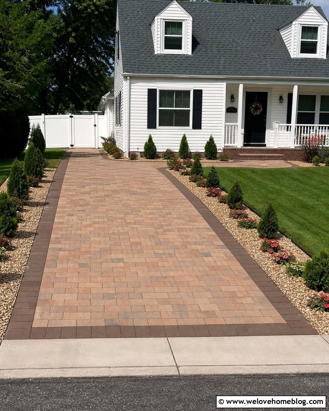 Small Clay Paver Driveway With Light Colors - 20 Clay Pavers Driveway Ideas