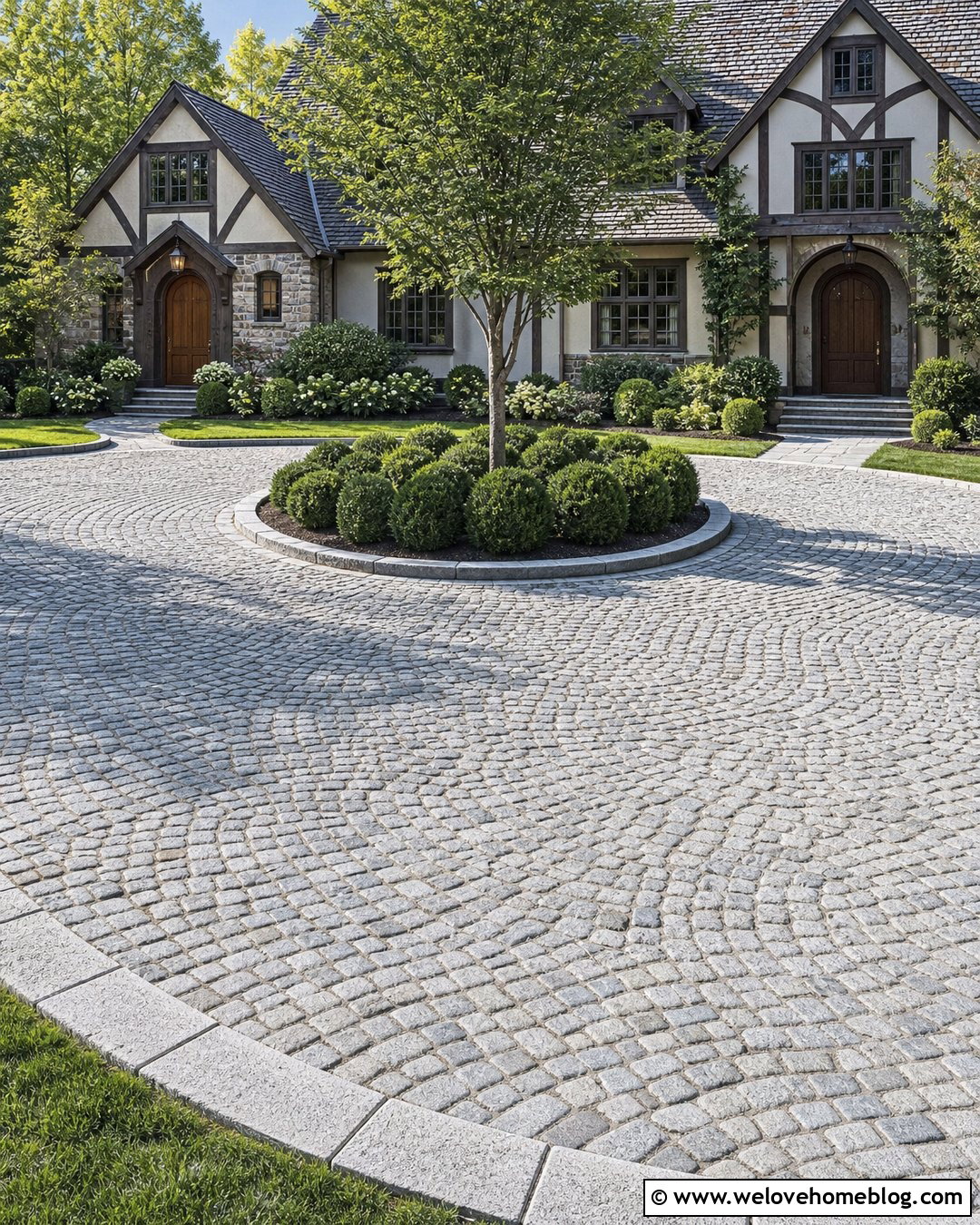 Small Cobblestone Circle Driveway - 25 Small Circle Driveway Ideas