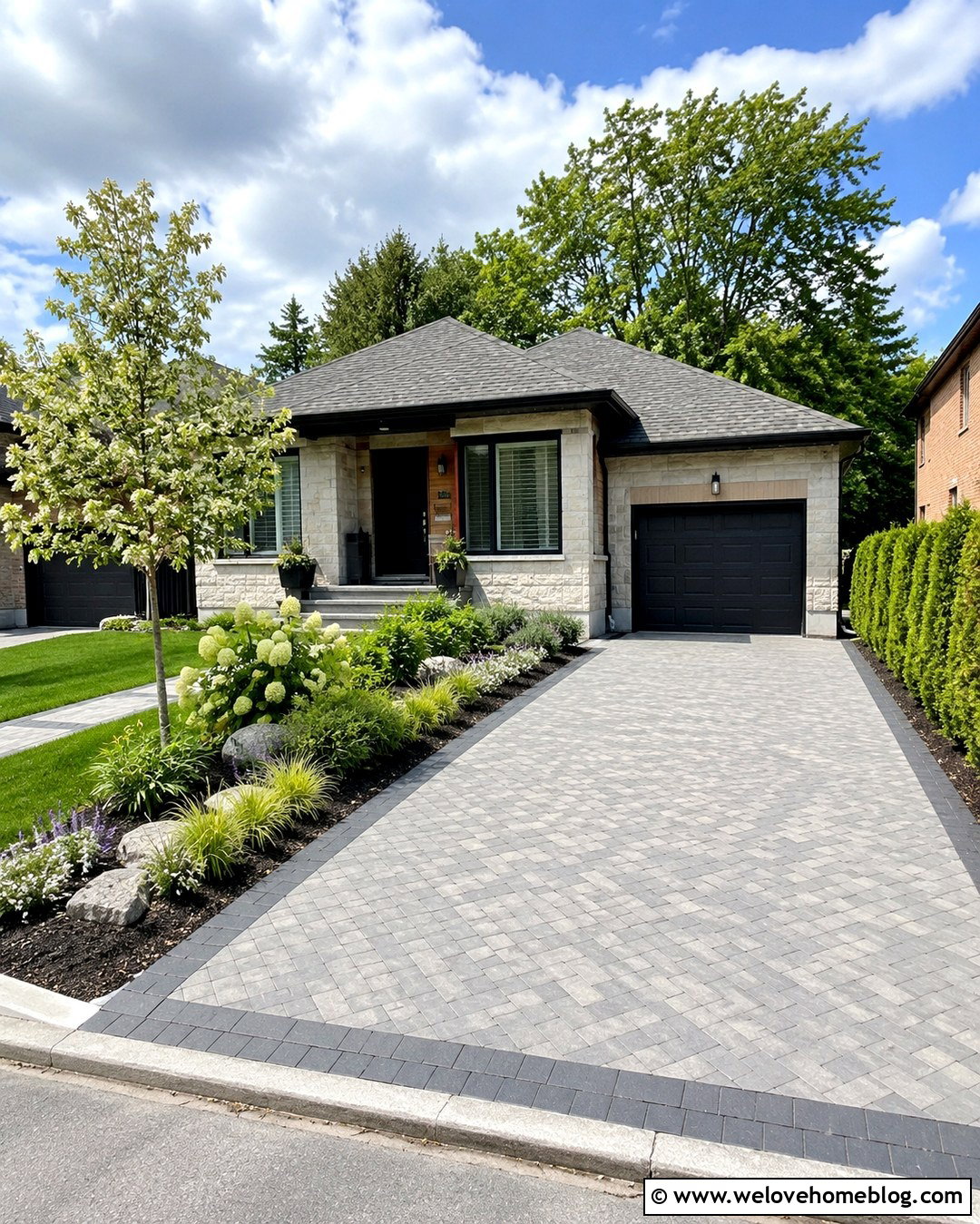 Small Cobblestone Driveway With Front Garden - 20 Cobblestone Driveway In Garden Ideas
