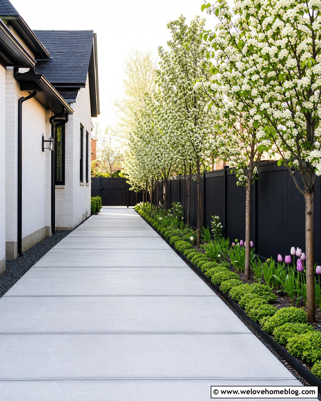 Small Columnar Crabapple Tree Lined Side Driveway - 20 Small Tree Lined Driveway Ideas