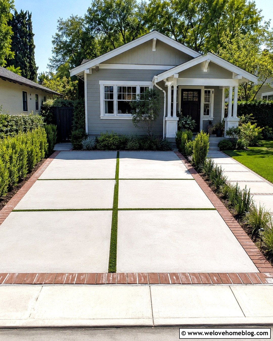 Small Concrete Driveway With Grass Inlay