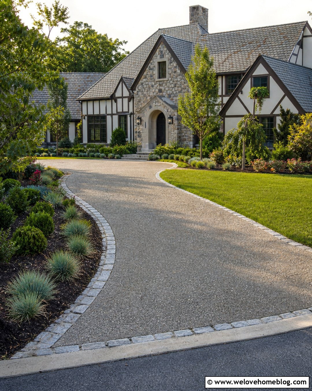 Small Curved Driveway With Cobblestone Edge - 20 Very Small Driveway Ideas