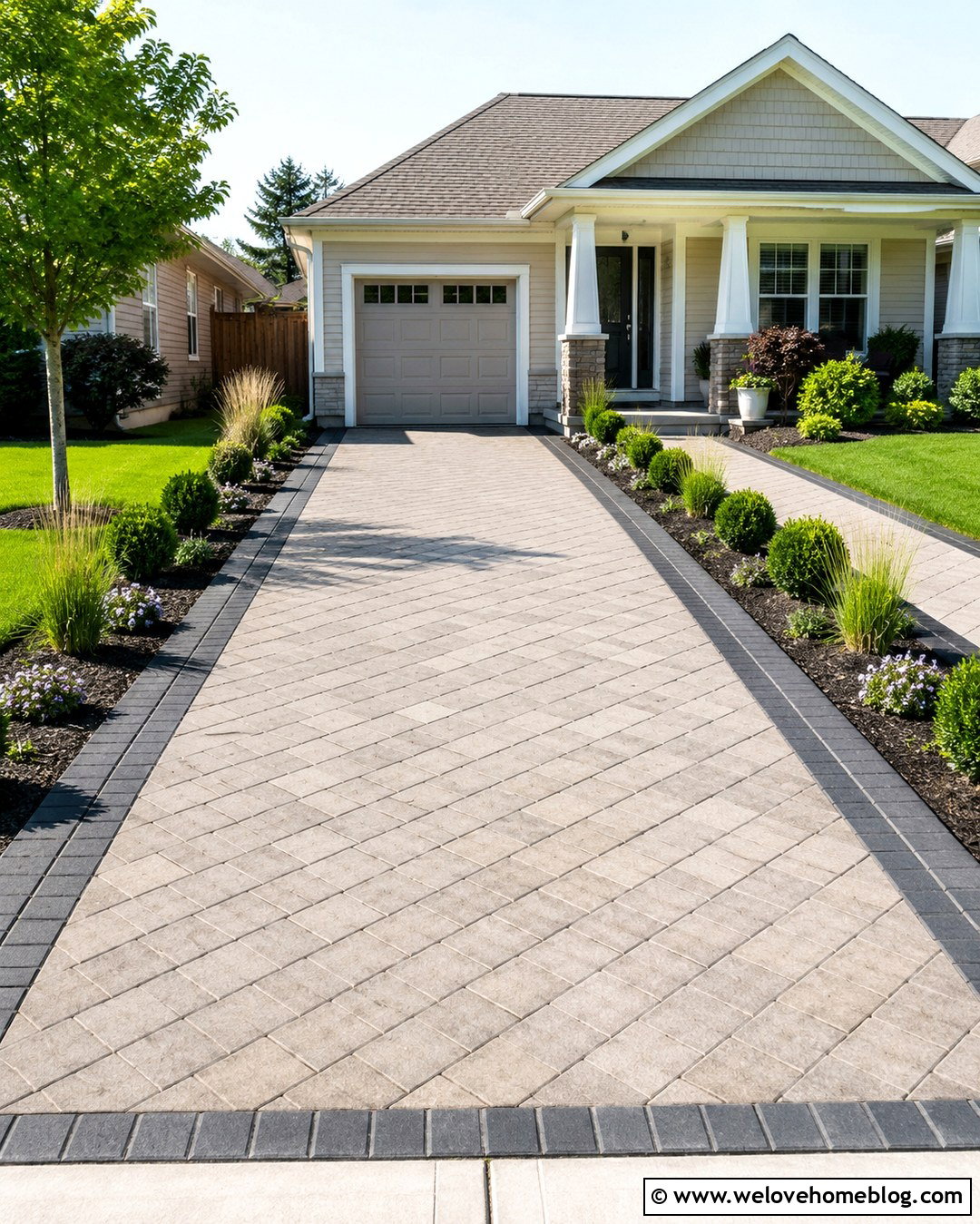 Small Diagonal Paver Driveway - 20 Pave Driveway Ideas