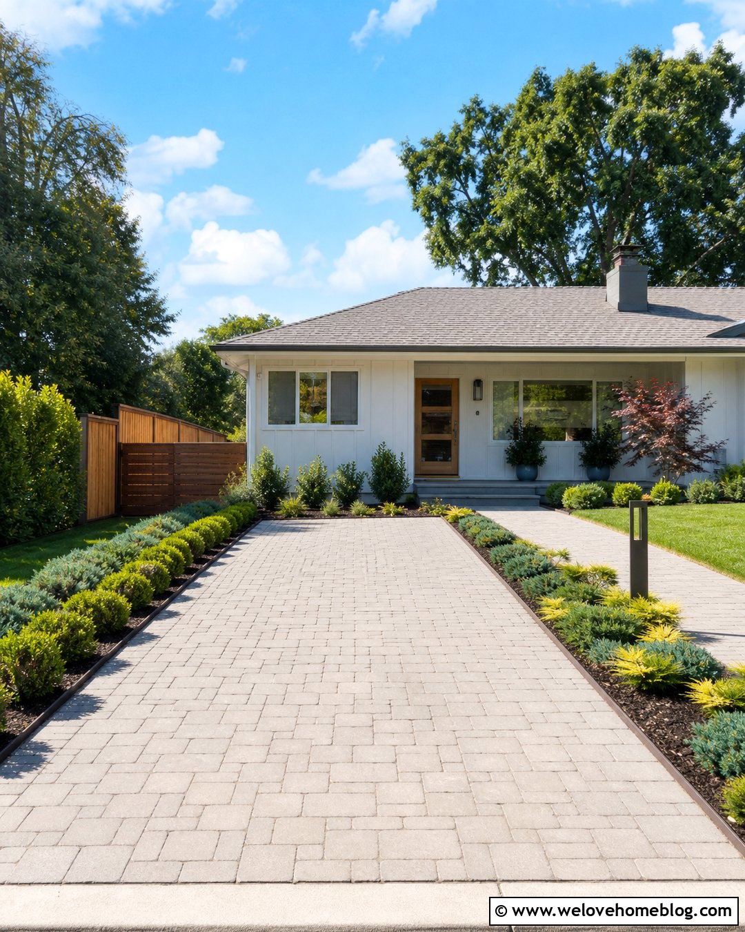 Small Driveway Entrance With Low Shrubs - 50 driveway entrance landscaping ideas