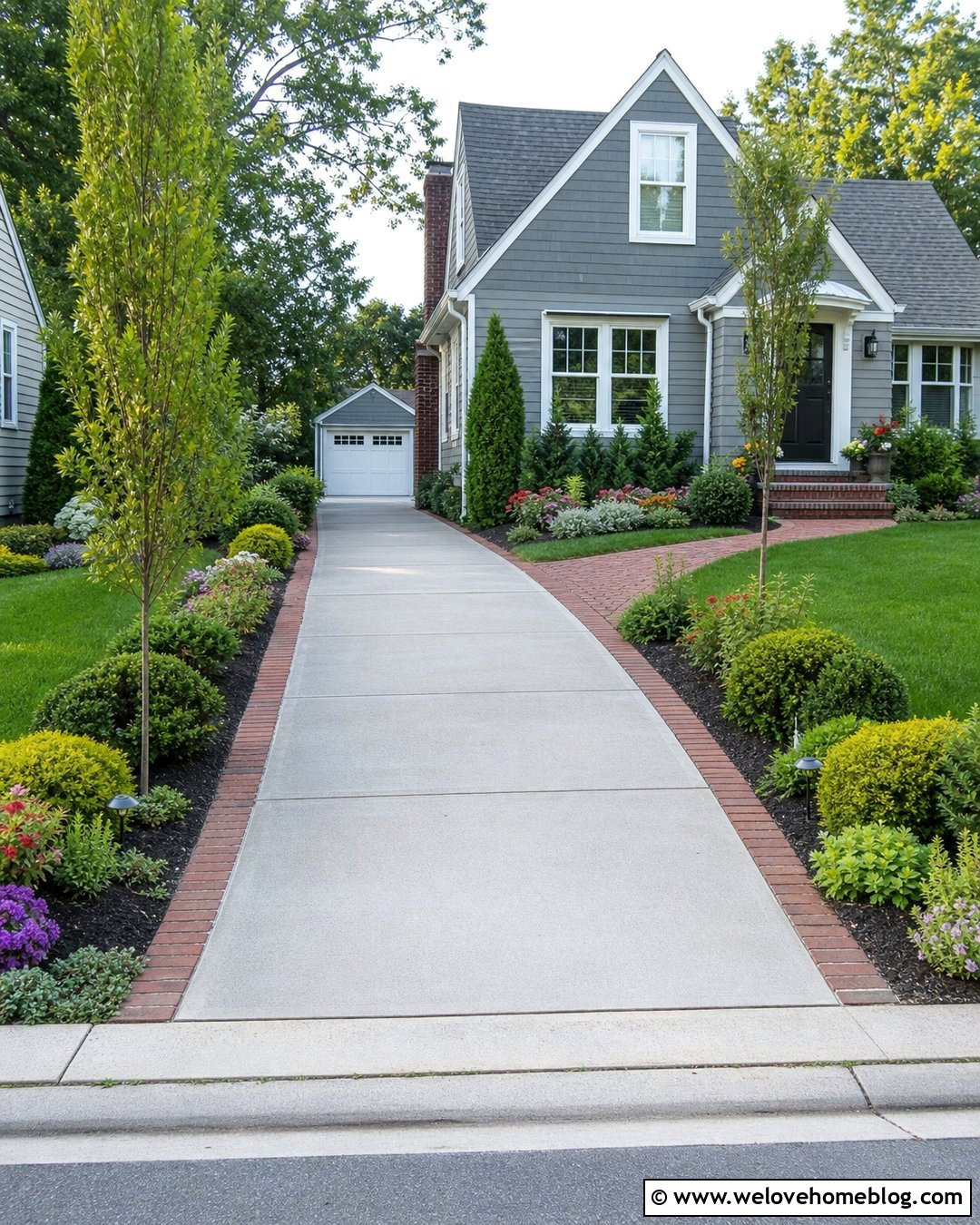 Small Driveway Entry With Layered Planting - 35 Driveway Entry Landscaping Ideas